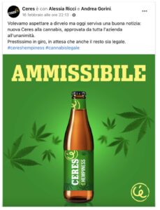 Real time marketing Ceres Italia birra cannabis